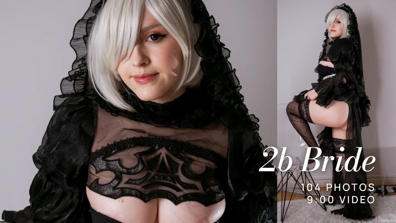 Stelarhoshi 2B bride cosplay set from NieR: Automata, the kind of full look included in a gumroad set